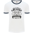An Awesome Coach Looks Like Rugby Football Mens White Ringer T-Shirt White/Navy Blue