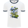 Pablo Escobar Power Money Respect Mens White Ringer T-Shirt White/Navy Blue