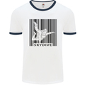 Skydiving Barcode Skydive Skydiver Freefall Mens White Ringer T-Shirt White/Navy Blue