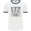 I Play With Knives Funny Chef Mens White Ringer T-Shirt White/Navy Blue