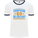 60th Birthday Turning 60 Is Great Year Old Mens White Ringer T-Shirt White/Navy Blue