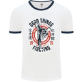 Karate Good Things Mixed Martial Arts MMA Mens White Ringer T-Shirt White/Navy Blue