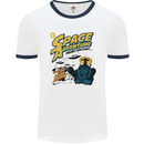 Space Adventure Astronaut Mens White Ringer T-Shirt White/Navy Blue