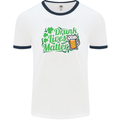 Drunk Lives Matter St. Patrick's Day Mens White Ringer T-Shirt White/Navy Blue