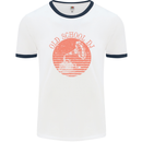 Old School DJ Gramaphone DJing Music Mens White Ringer T-Shirt White/Navy Blue