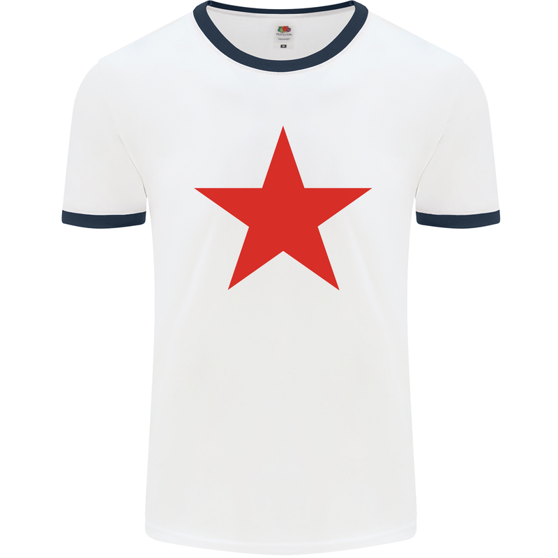 Red Star Army As Worn by Mens White Ringer T-Shirt White/Navy Blue