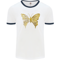 Butterfly Inspirational Quote Rhopalocera Mens White Ringer T-Shirt White/Navy Blue