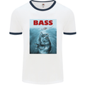 Bass Fishing Parody Fuuny Fisherman Mens White Ringer T-Shirt White/Navy Blue