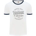 Vintage Year 77th Birthday 1946 Mens Ringer T-Shirt White/Navy Blue