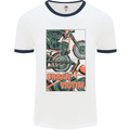 Urban Victim Motorcycle Motorbike Biker Mens White Ringer T-Shirt White/Navy Blue