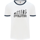 2 Tone Evolution Music 2Tone SKA Mens White Ringer T-Shirt White/Navy Blue