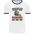 Weekend Forecast Motorbikes Mens White Ringer T-Shirt White/Navy Blue