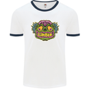 Halloween Zombie Face Mens Ringer T-Shirt White/Navy Blue
