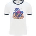 Magic Mushroom Hands Mycology Trippy Mens Ringer T-Shirt White/Navy Blue
