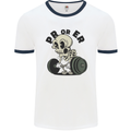 PR or ER Gym Bodybuilding Training Mens Ringer T-Shirt White/Navy Blue