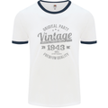 Vintage Year 80th Birthday 1943 Mens Ringer T-Shirt White/Navy Blue