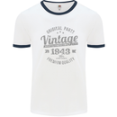 Vintage Year 80th Birthday 1943 Mens Ringer T-Shirt White/Navy Blue
