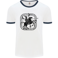 Odin Wotan Vikings Valhalla Norse Mythology Mens White Ringer T-Shirt White/Navy Blue