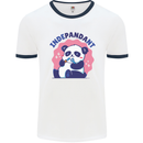 Indepandant Funny Independant Panda Bear Mens White Ringer T-Shirt White/Navy Blue