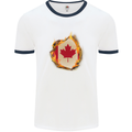 The Canadian Maple Leaf Flag Fire Canada Mens White Ringer T-Shirt White/Navy Blue