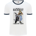 Not a Backrest Female Biker Motorcycle Mens Ringer T-Shirt White/Navy Blue