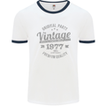 Vintage Year 46th Birthday 1977 Mens Ringer T-Shirt White/Navy Blue