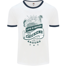Life is Better With Chickens Around Farming Mens Ringer T-Shirt White/Navy Blue