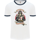 St Georges Day England Flag Knights Templar Mens White Ringer T-Shirt White/Navy Blue