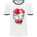 Gym The Austrian Flag Ripped Muscles Austia Mens White Ringer T-Shirt White/Navy Blue