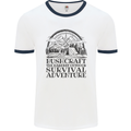 Bushcraft Outdoor Survival Adventure Mens White Ringer T-Shirt White/Navy Blue