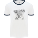 Koala Bear Sketch Ecology Environment Mens White Ringer T-Shirt White/Navy Blue