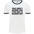 You Can't Scare Me a Daughter Father's Day Mens White Ringer T-Shirt White/Navy Blue