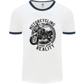 Motorcycling Motorbike Motorcycle Biker Mens Ringer T-Shirt White/Navy Blue