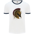 Spartan Helmet Gym Bodybuilding Training Mens Ringer T-Shirt White/Navy Blue