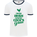 Irish Even My Cock's Green St Patricks Day Mens White Ringer T-Shirt White/Navy Blue