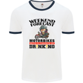 Biker Weekend Forecast Motorbikes Mens White Ringer T-Shirt White/Navy Blue