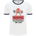 Gym May Start Talking About Mens White Ringer T-Shirt White/Navy Blue