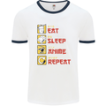 Eat Sleep Anime Repeat Mens Ringer T-Shirt White/Navy Blue