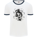 A Frog on a Mushroom Mens White Ringer T-Shirt White/Navy Blue