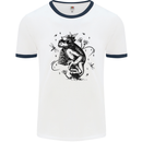 A Frog on a Mushroom Mens White Ringer T-Shirt White/Navy Blue