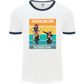 Motocross Father & Son Father's Day Mens White Ringer T-Shirt White/Navy Blue