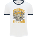 Gone Hunting Then Fishing Funny Hunter Mens White Ringer T-Shirt White/Navy Blue