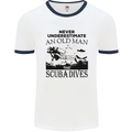 An Old Man That Scuba Dives Diver Dive Mens White Ringer T-Shirt White/Navy Blue