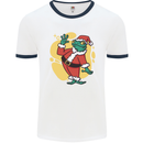 A Christmas Frog Dressed as Santa Claus Mens White Ringer T-Shirt White/Navy Blue