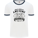 Awesome Cyclist Looks Like This Cycling Mens White Ringer T-Shirt White/Navy Blue