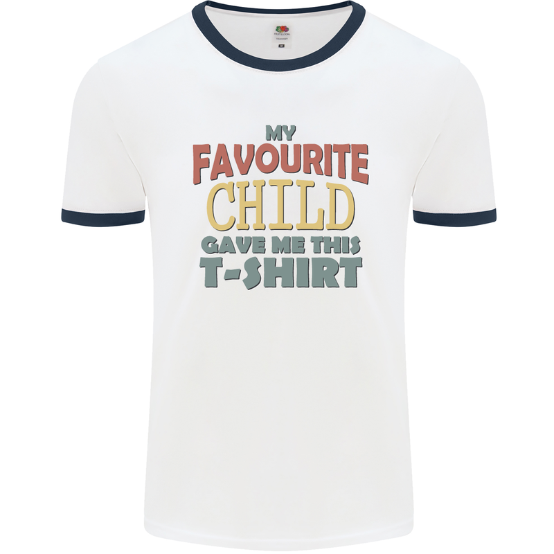 My Favourite Child Gave Me This Fathers Day Mens Ringer T-Shirt White/Navy Blue