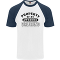 Property of My Awesome Girlfriend Funny Mens S/S Baseball T-Shirt White/Navy Blue