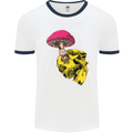 Mushroom Skull Toadstool Magic Gothic Mens White Ringer T-Shirt White/Navy Blue