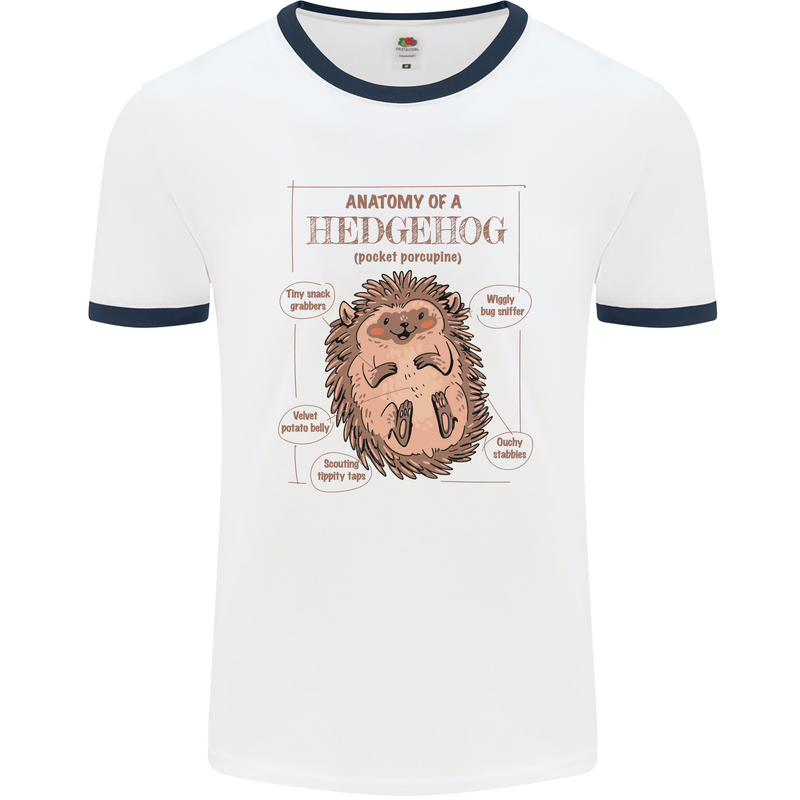 Anatomy of a Hedgehog Funny Mens Ringer T-Shirt White/Navy Blue