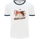 Mush Love Funny Mushroom Mycology Mens Ringer T-Shirt White/Navy Blue